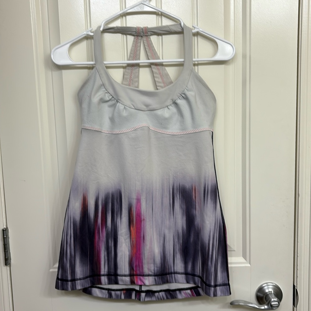 Lululemon Athletica ‎ Racerback Logo Tank Top 6 Gray purple small Summer Run